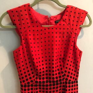 Red with black polka dots dress